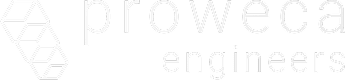 Weißes Logo von proweca engineers GmbH